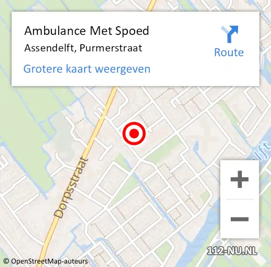 Locatie op kaart van de 112 melding: Ambulance Met Spoed Naar Assendelft, Purmerstraat op 28 december 2024 17:00