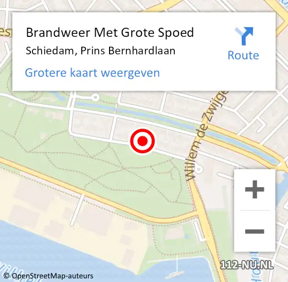 Locatie op kaart van de 112 melding: Brandweer Met Grote Spoed Naar Schiedam, Prins Bernhardlaan op 28 december 2024 17:23