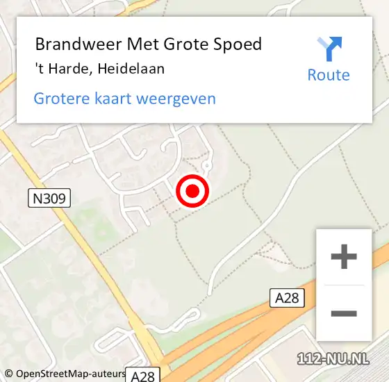 Locatie op kaart van de 112 melding: Brandweer Met Grote Spoed Naar 't Harde, Heidelaan op 28 december 2024 17:28