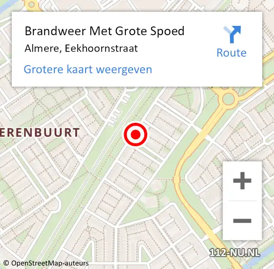 Locatie op kaart van de 112 melding: Brandweer Met Grote Spoed Naar Almere, Eekhoornstraat op 28 december 2024 17:54