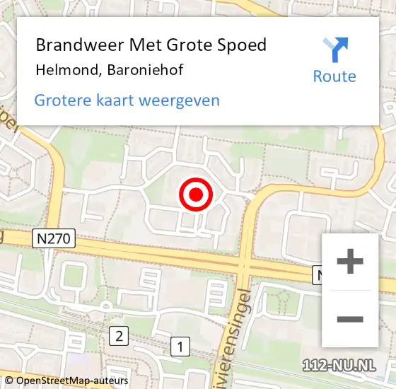 Locatie op kaart van de 112 melding: Brandweer Met Grote Spoed Naar Helmond, Baroniehof op 28 december 2024 18:13