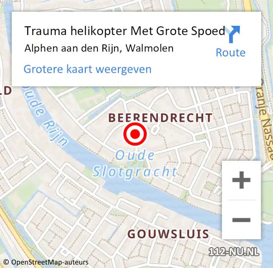 Locatie op kaart van de 112 melding: Trauma helikopter Met Grote Spoed Naar Alphen aan den Rijn, Walmolen op 28 december 2024 18:33