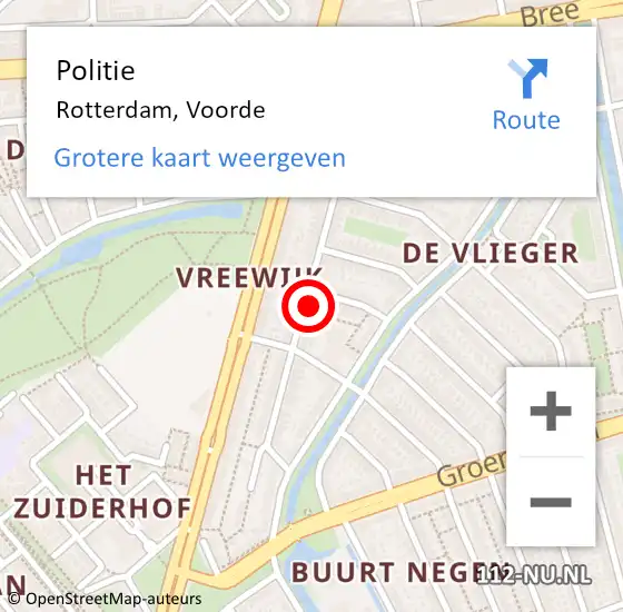 Locatie op kaart van de 112 melding: Politie Rotterdam, Voorde op 28 december 2024 18:34