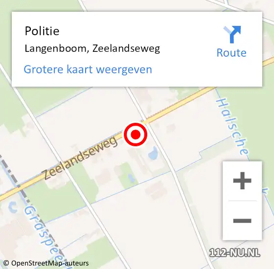 Locatie op kaart van de 112 melding: Politie Langenboom, Zeelandseweg op 28 december 2024 18:35