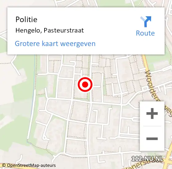 Locatie op kaart van de 112 melding: Politie Hengelo, Pasteurstraat op 28 december 2024 18:39