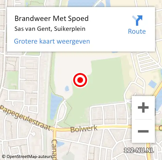 Locatie op kaart van de 112 melding: Brandweer Met Spoed Naar Sas van Gent, Suikerplein op 28 december 2024 19:18