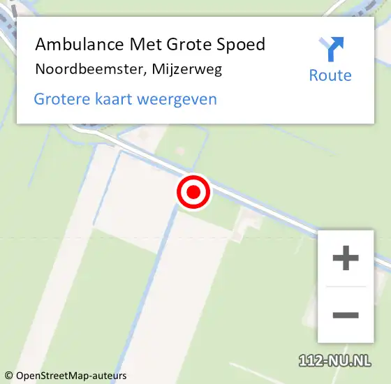 Locatie op kaart van de 112 melding: Ambulance Met Grote Spoed Naar Noordbeemster, Mijzerweg op 28 december 2024 19:56