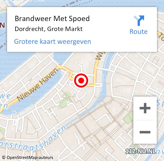 Locatie op kaart van de 112 melding: Brandweer Met Spoed Naar Dordrecht, Grote Markt op 28 december 2024 20:00