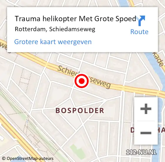 Locatie op kaart van de 112 melding: Trauma helikopter Met Grote Spoed Naar Rotterdam, Schiedamseweg op 28 december 2024 20:20