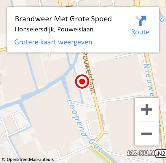 Locatie op kaart van de 112 melding: Brandweer Met Grote Spoed Naar Honselersdijk, Pouwelslaan op 28 december 2024 20:27