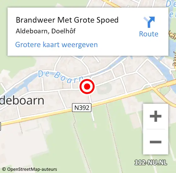 Locatie op kaart van de 112 melding: Brandweer Met Grote Spoed Naar Aldeboarn, Doelhôf op 28 december 2024 20:28