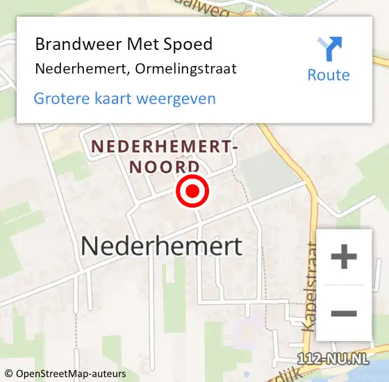 Locatie op kaart van de 112 melding: Brandweer Met Spoed Naar Nederhemert, Ormelingstraat op 28 december 2024 20:34