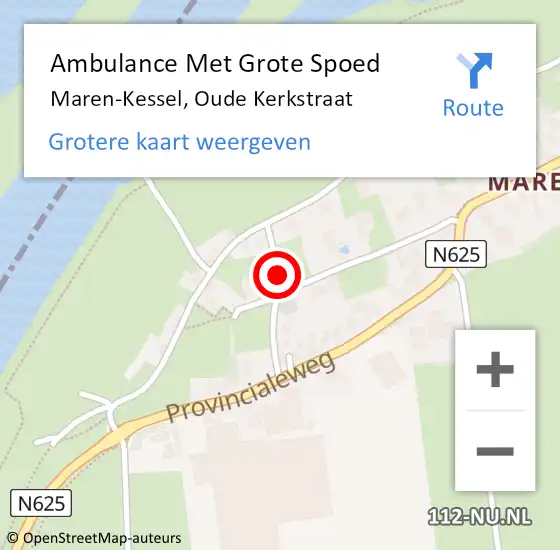 Locatie op kaart van de 112 melding: Ambulance Met Grote Spoed Naar Maren-Kessel, Oude Kerkstraat op 31 oktober 2014 21:46