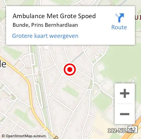 Locatie op kaart van de 112 melding: Ambulance Met Grote Spoed Naar Bunde, Prins Bernhardlaan op 31 oktober 2014 21:46