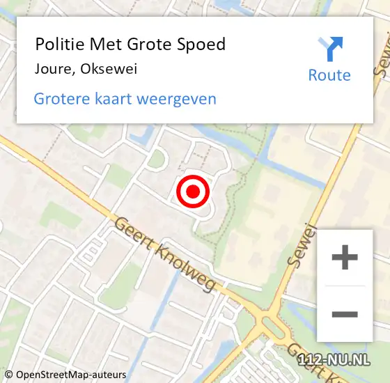 Locatie op kaart van de 112 melding: Politie Met Grote Spoed Naar Joure, Oksewei op 28 december 2024 20:58