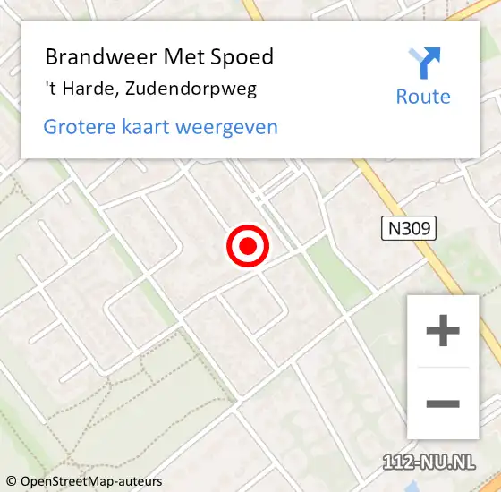 Locatie op kaart van de 112 melding: Brandweer Met Spoed Naar 't Harde, Zudendorpweg op 28 december 2024 21:04