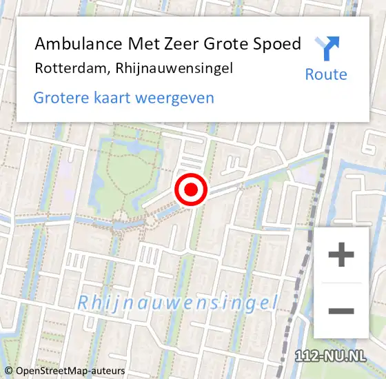 Locatie op kaart van de 112 melding: Ambulance Met Zeer Grote Spoed Naar Rotterdam, Rhijnauwensingel op 28 december 2024 21:04