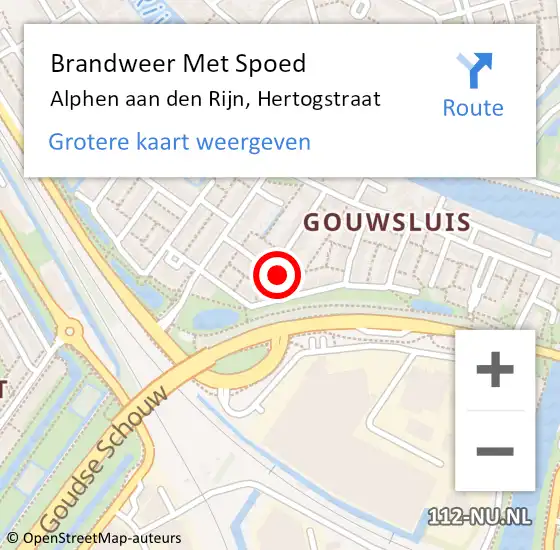 Locatie op kaart van de 112 melding: Brandweer Met Spoed Naar Alphen aan den Rijn, Hertogstraat op 28 december 2024 21:04