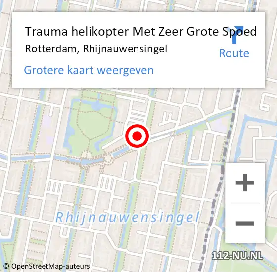 Locatie op kaart van de 112 melding: Trauma helikopter Met Zeer Grote Spoed Naar Rotterdam, Rhijnauwensingel op 28 december 2024 21:06