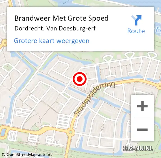 Locatie op kaart van de 112 melding: Brandweer Met Grote Spoed Naar Dordrecht, Van Doesburg-erf op 28 december 2024 21:09