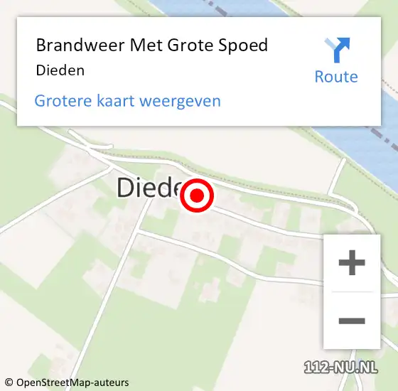 Locatie op kaart van de 112 melding: Brandweer Met Grote Spoed Naar Dieden op 28 december 2024 21:38