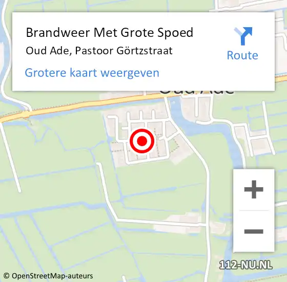 Locatie op kaart van de 112 melding: Brandweer Met Grote Spoed Naar Oud Ade, Pastoor Görtzstraat op 28 december 2024 21:52