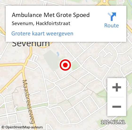 Locatie op kaart van de 112 melding: Ambulance Met Grote Spoed Naar Sevenum, Hackfoirtstraat op 31 oktober 2014 21:54