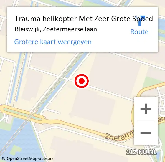 Locatie op kaart van de 112 melding: Trauma helikopter Met Zeer Grote Spoed Naar Bleiswijk, Zoetermeerse laan op 28 december 2024 22:31