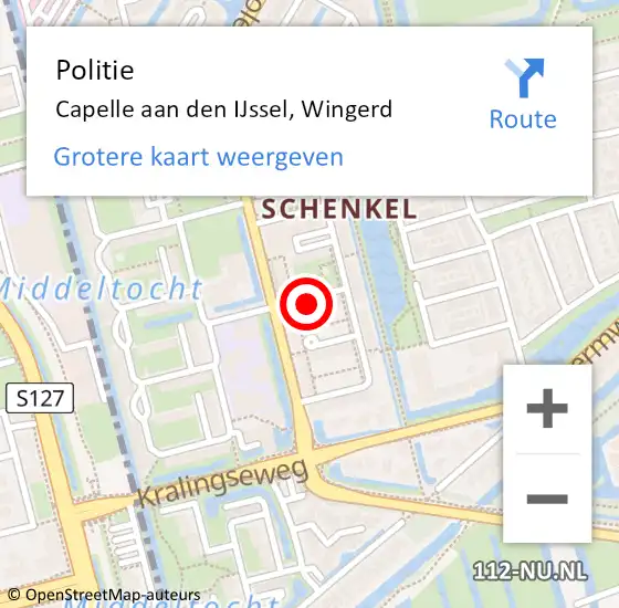 Locatie op kaart van de 112 melding: Politie Capelle aan den IJssel, Wingerd op 28 december 2024 22:33