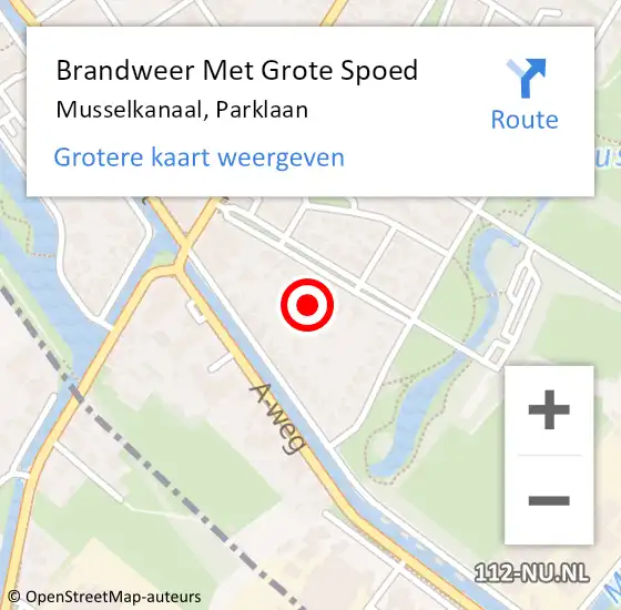 Locatie op kaart van de 112 melding: Brandweer Met Grote Spoed Naar Musselkanaal, Parklaan op 28 december 2024 23:14