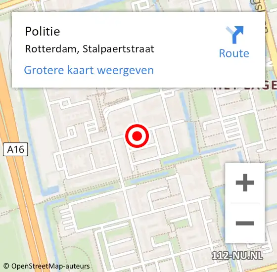 Locatie op kaart van de 112 melding: Politie Rotterdam, Stalpaertstraat op 28 december 2024 23:18