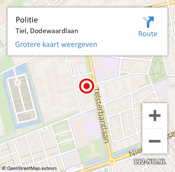 Locatie op kaart van de 112 melding: Politie Tiel, Dodewaardlaan op 28 december 2024 23:24