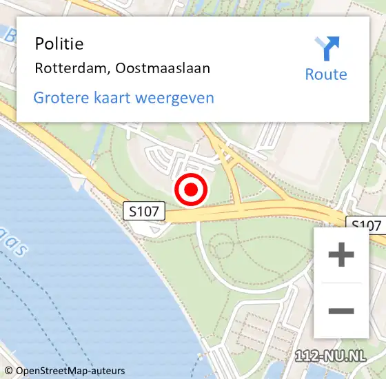 Locatie op kaart van de 112 melding: Politie Rotterdam, Oostmaaslaan op 28 december 2024 23:24