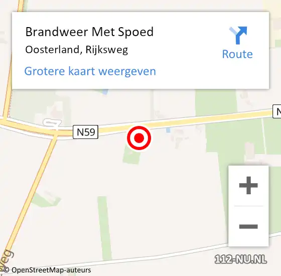 Locatie op kaart van de 112 melding: Brandweer Met Spoed Naar Oosterland, Rijksweg op 29 december 2024 00:05