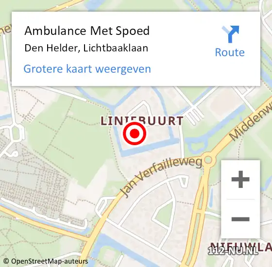 Locatie op kaart van de 112 melding: Ambulance Met Spoed Naar Den Helder, Lichtbaaklaan op 29 december 2024 00:20