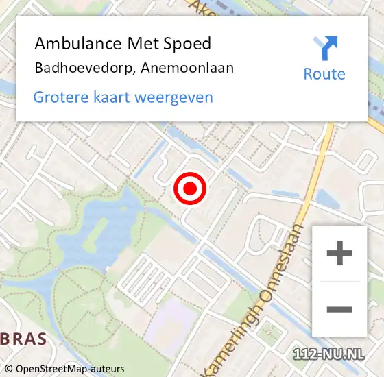 Locatie op kaart van de 112 melding: Ambulance Met Spoed Naar Badhoevedorp, Anemoonlaan op 29 december 2024 00:39