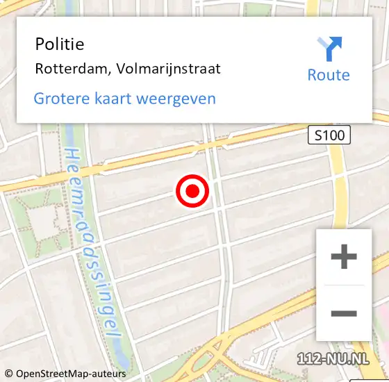 Locatie op kaart van de 112 melding: Politie Rotterdam, Volmarijnstraat op 29 december 2024 01:07