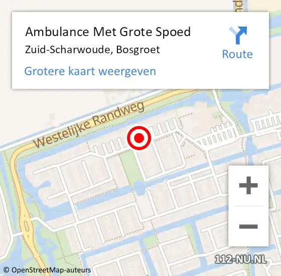 Locatie op kaart van de 112 melding: Ambulance Met Grote Spoed Naar Zuid-Scharwoude, Bosgroet op 29 december 2024 01:12