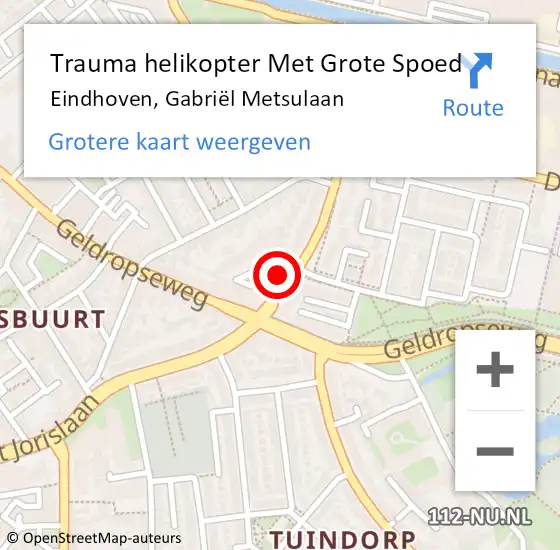 Locatie op kaart van de 112 melding: Trauma helikopter Met Grote Spoed Naar Eindhoven, Gabriël Metsulaan op 29 december 2024 01:33