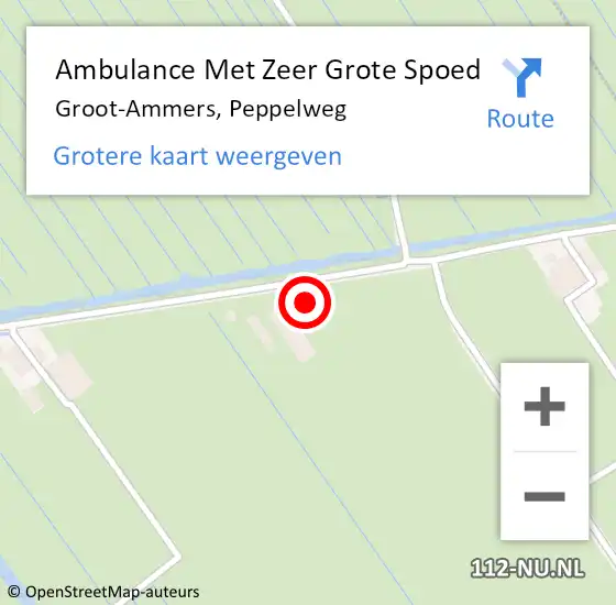 Locatie op kaart van de 112 melding: Ambulance Met Zeer Grote Spoed Naar Groot-Ammers, Peppelweg op 29 december 2024 02:30