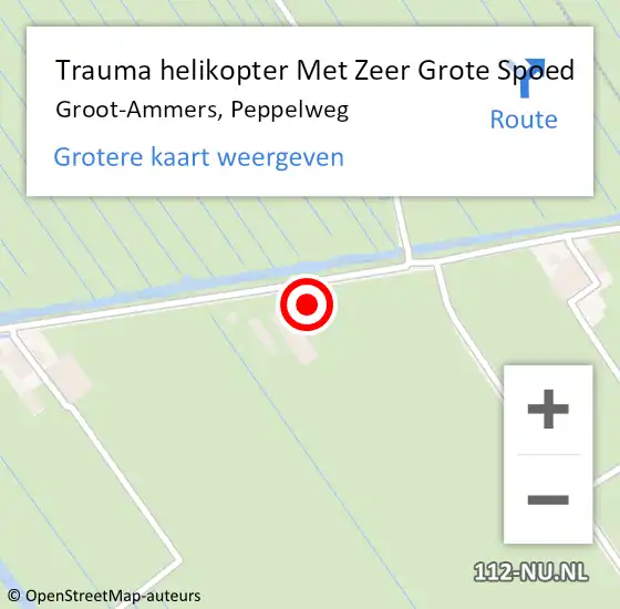 Locatie op kaart van de 112 melding: Trauma helikopter Met Zeer Grote Spoed Naar Groot-Ammers, Peppelweg op 29 december 2024 02:30