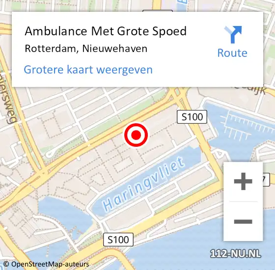 Locatie op kaart van de 112 melding: Ambulance Met Grote Spoed Naar Rotterdam, Nieuwehaven op 29 december 2024 02:40