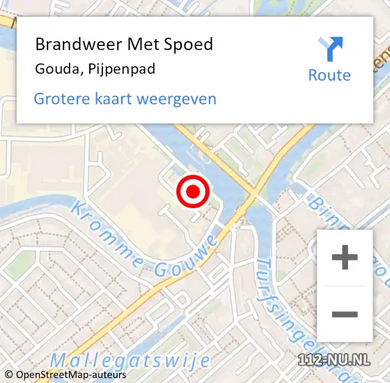 Locatie op kaart van de 112 melding: Brandweer Met Spoed Naar Gouda, Pijpenpad op 29 december 2024 04:13