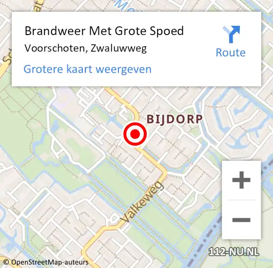 Locatie op kaart van de 112 melding: Brandweer Met Grote Spoed Naar Voorschoten, Zwaluwweg op 29 december 2024 06:35