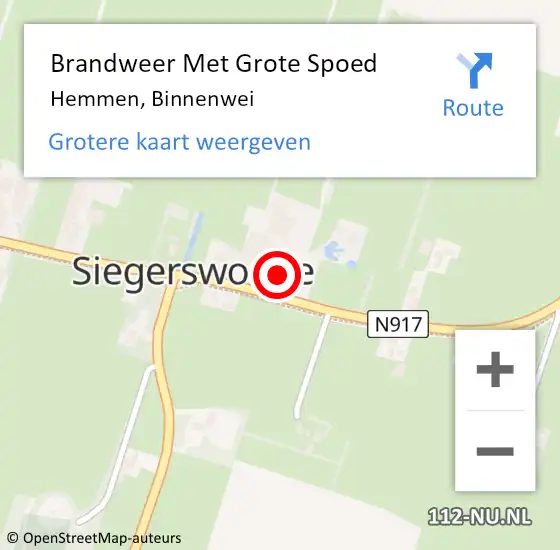 Locatie op kaart van de 112 melding: Brandweer Met Grote Spoed Naar Hemmen, Binnenwei op 29 december 2024 06:58