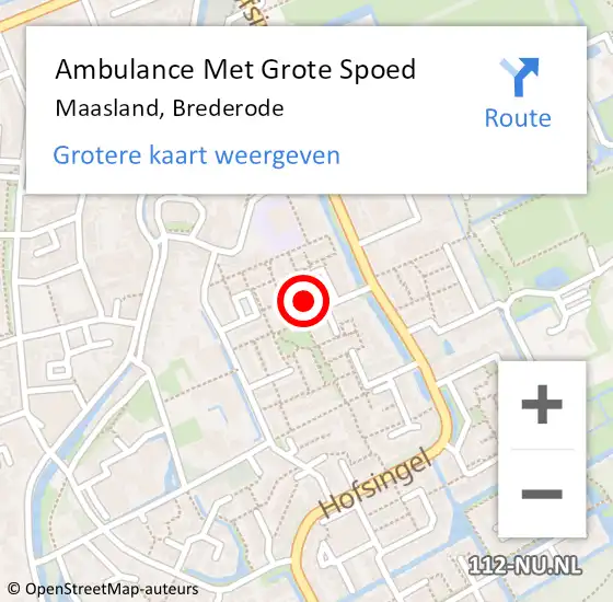 Locatie op kaart van de 112 melding: Ambulance Met Grote Spoed Naar Maasland, Brederode op 29 december 2024 08:03