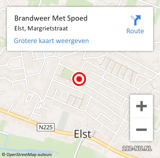 Locatie op kaart van de 112 melding: Brandweer Met Spoed Naar Elst, Margrietstraat op 29 december 2024 08:31