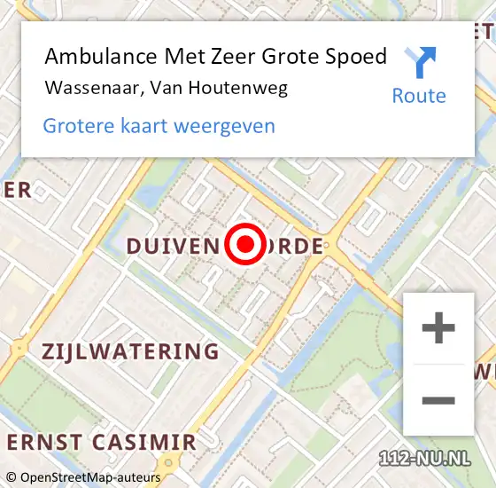 Locatie op kaart van de 112 melding: Ambulance Met Zeer Grote Spoed Naar Wassenaar, Van Houtenweg op 29 december 2024 08:39