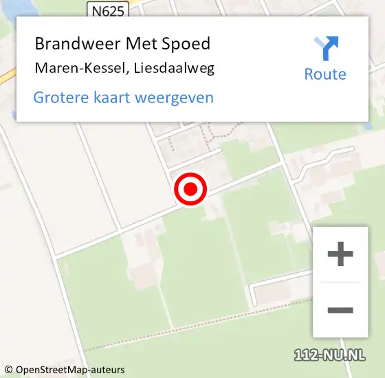 Locatie op kaart van de 112 melding: Brandweer Met Spoed Naar Maren-Kessel, Liesdaalweg op 29 december 2024 09:36