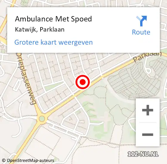 Locatie op kaart van de 112 melding: Ambulance Met Spoed Naar Katwijk, Parklaan op 29 december 2024 09:59